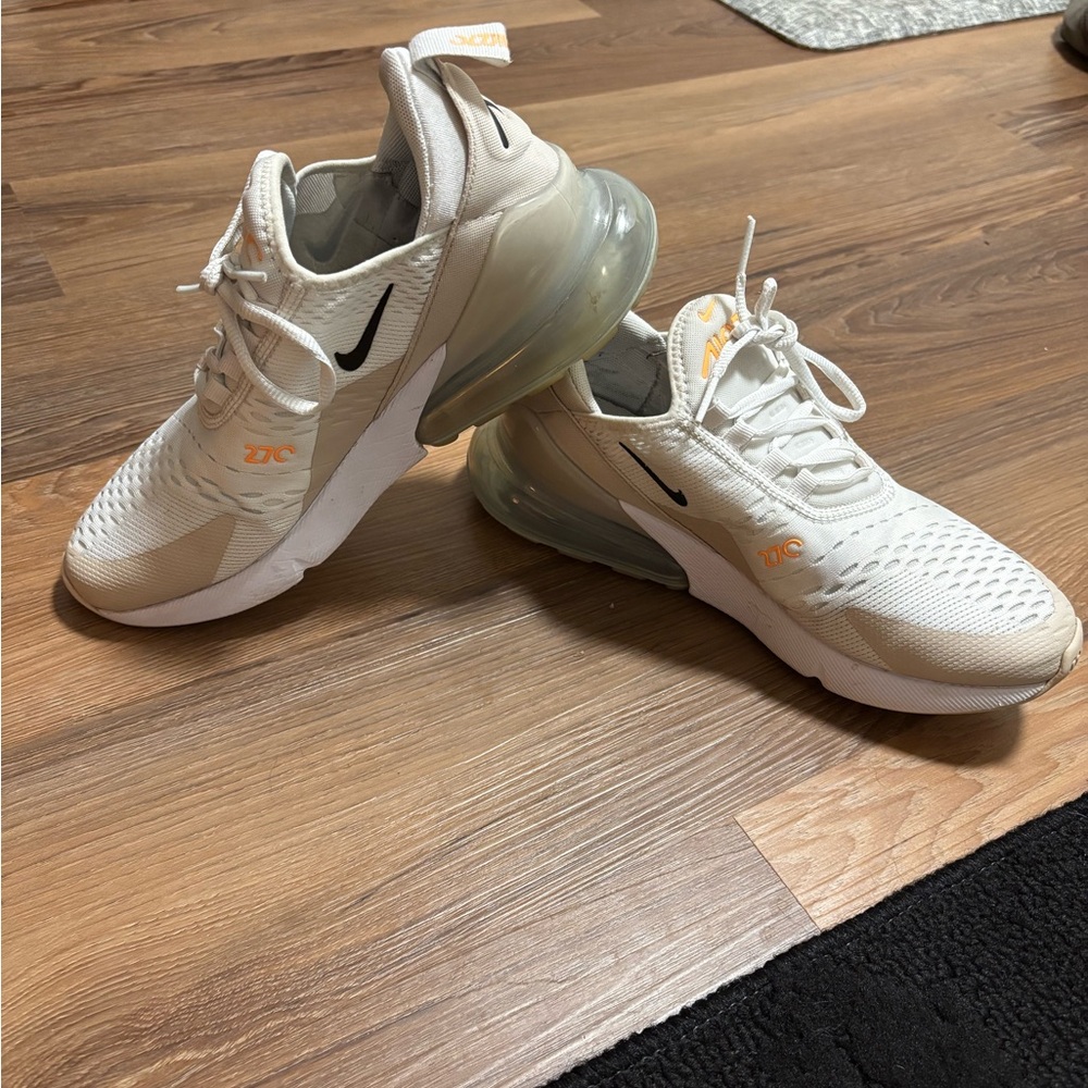 Nike Air Max 270 White and Orange Sneakers